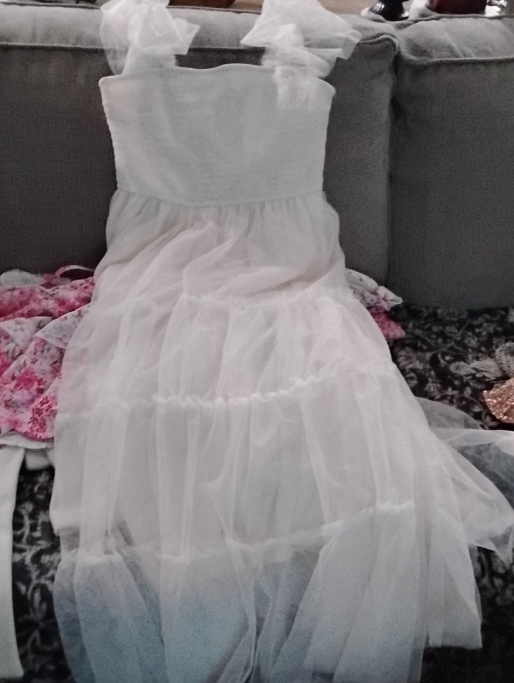 White Tulle Layered Womens' Dress - Elegant Party Dress